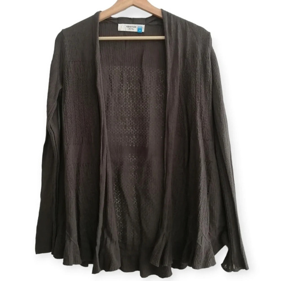 Anthropologie Sparrow Lightweight Open Knit Cotton Cashmere Brown Cardigan Med - Picture 1 of 14